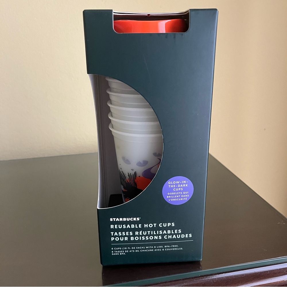 Starbucks Fall 2022 Reusable Plastic Cups with Lids Glow in the Dark Halloween